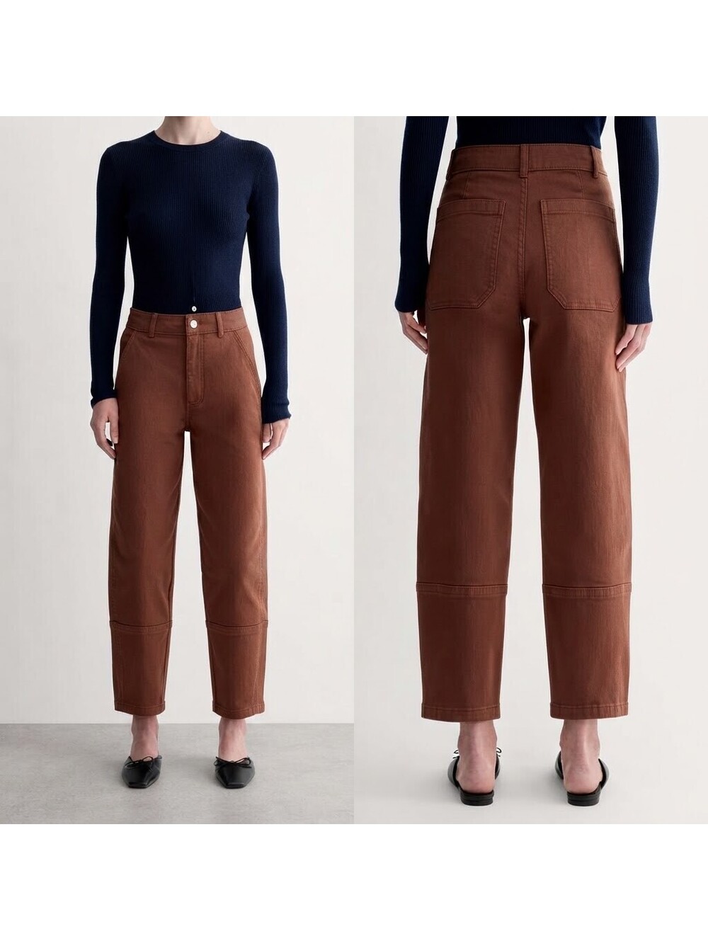 Everlane The Utility Barrel Pant Rosewood Rust Brown Size 4 Fall Viral High Rise